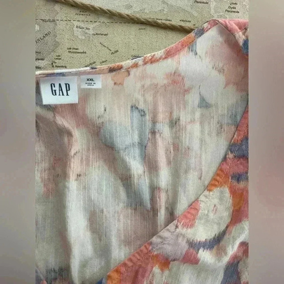 GAP Size XXL Contemporary Watercolor Print Flutter Sleeve Dress Dress - Picture 5 of 8